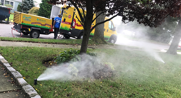 Professional lawn sprinkler winterization