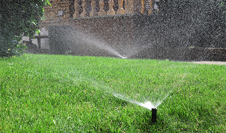 lawn sprinkler head spraying water