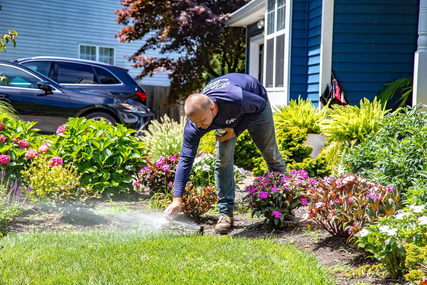 Pacific Lawn Sprinklers technician at work