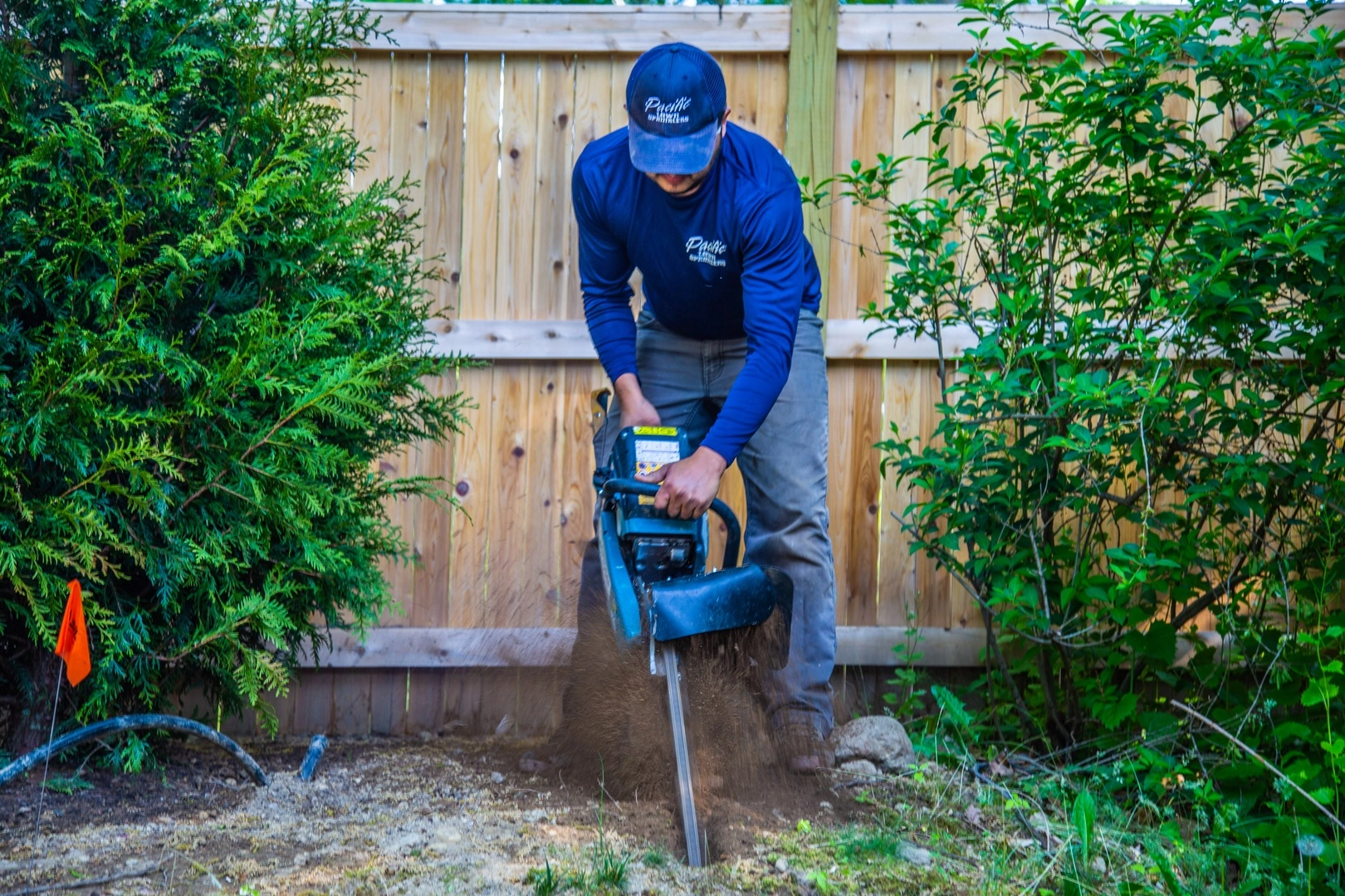 Pacific Lawn Sprinklers technician at work