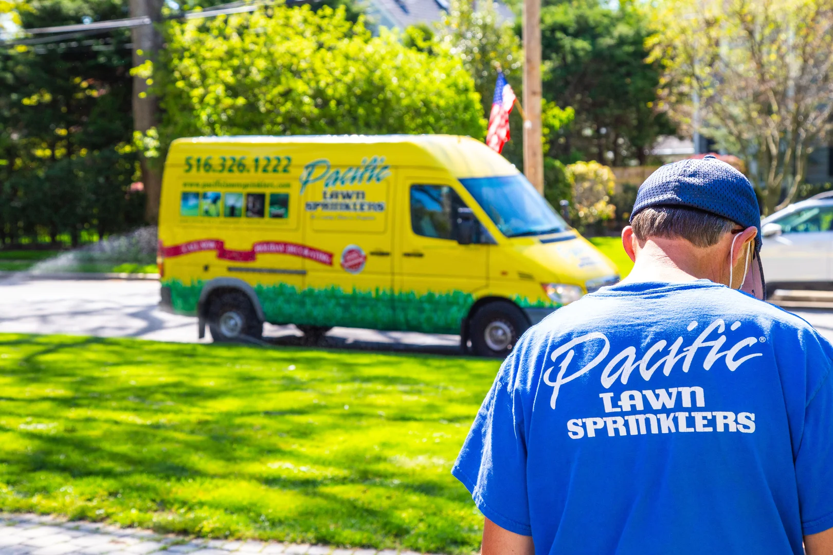 Licensed technician working on a sprinkler system