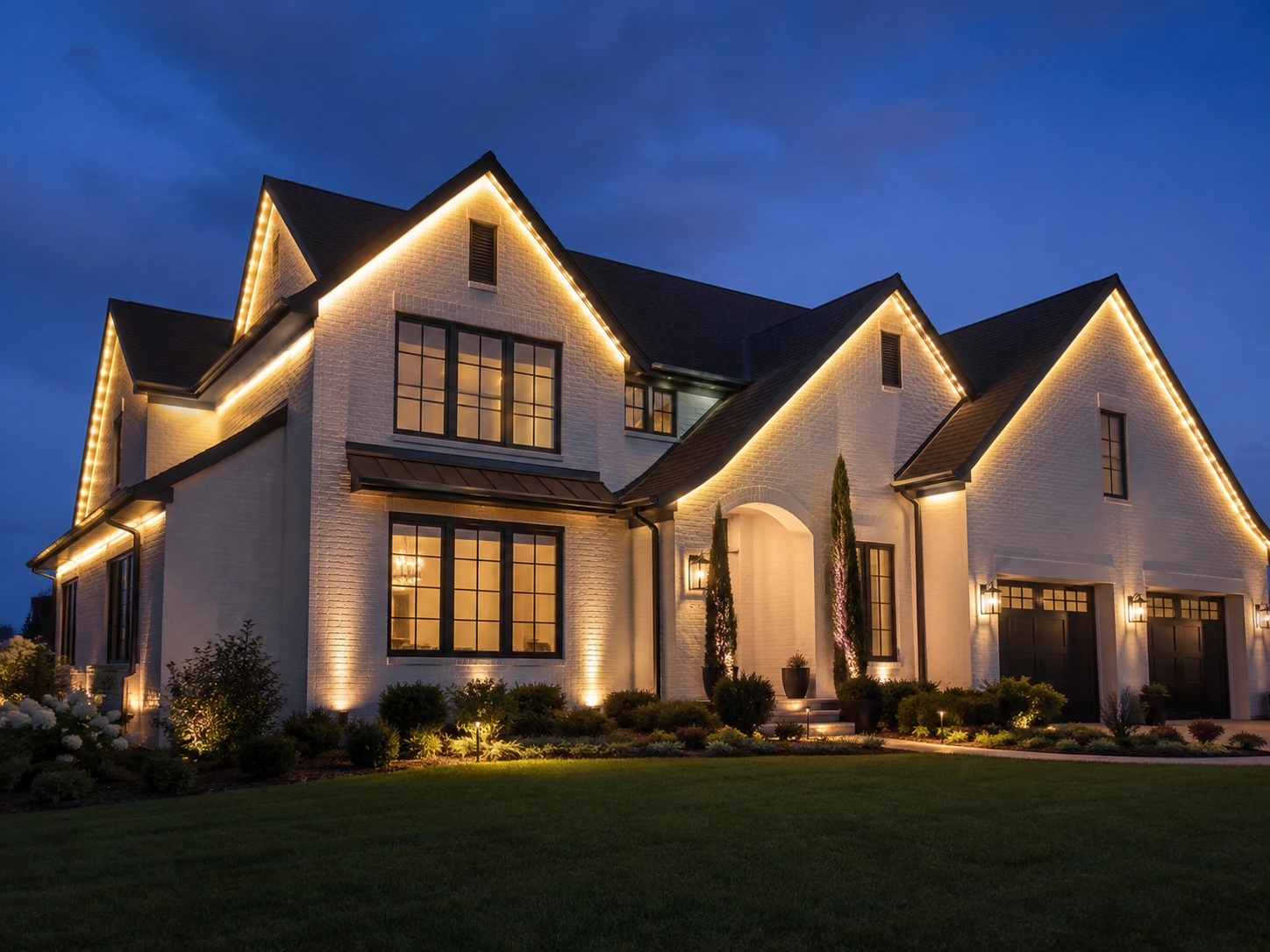 Permanent outdoor lighting on a home